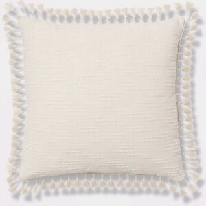 Threshold Euro Textured Slub Tassel fringed edge Decorative Throw Pillow Natural
